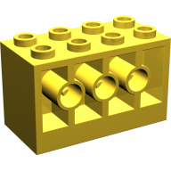 Lego kostka (kostička) 2x4x2 s otvory po stranách, žlutá (606124)